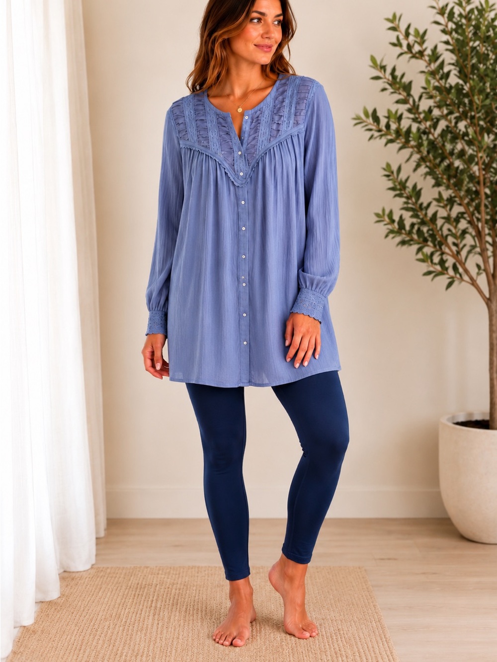 April Cornell keepsake smockLace Yoke Button-Up Tunic